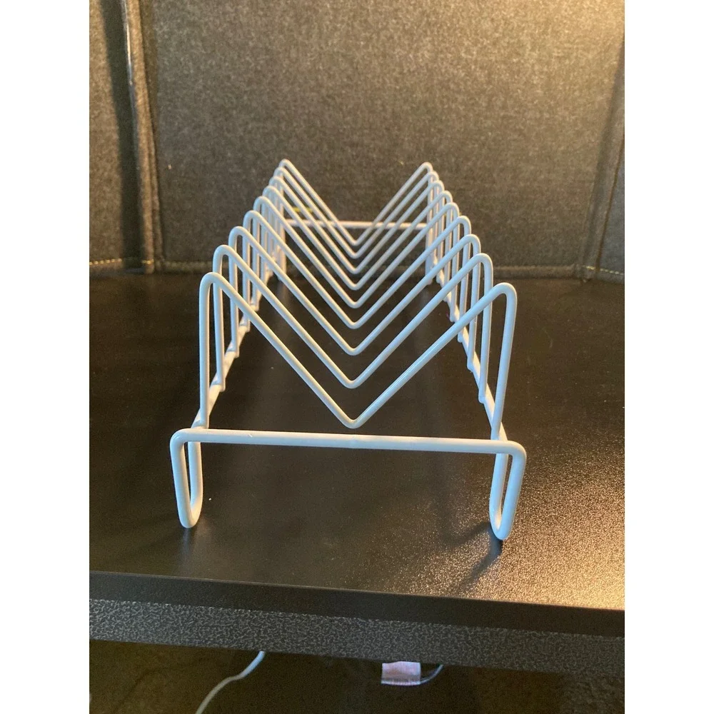 White Vinyl Coated Wire Organizer Rack Set of 4 Pot Lid Plate File Sorter White